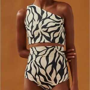 Vintage One-Shoulder Print Beach Bikini